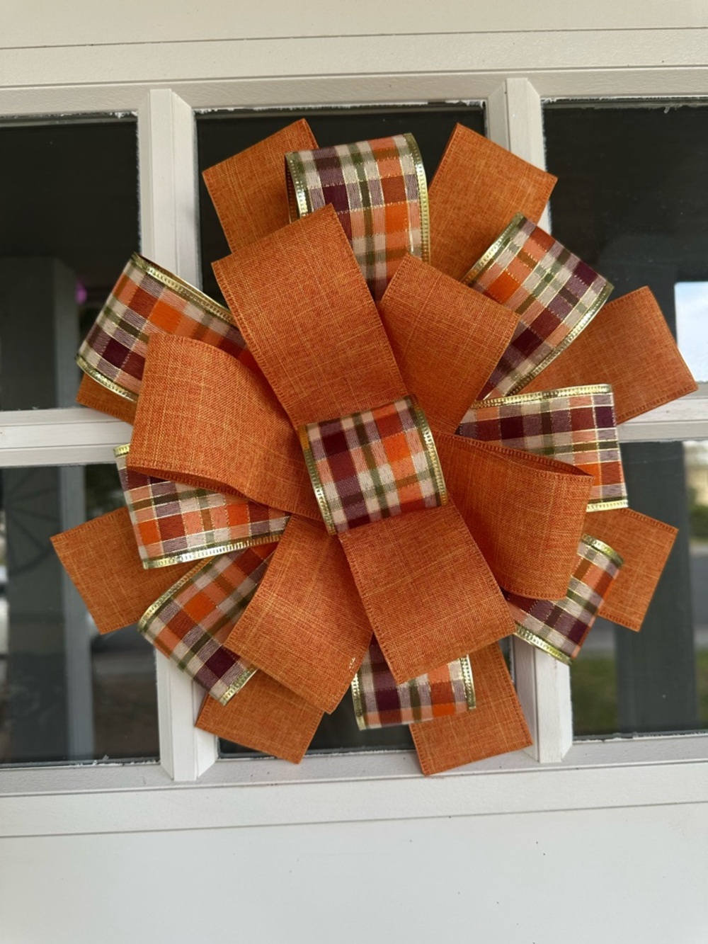 Autumn/ Fall/ Thanksgiving Decorative Bow Wreath- Decorative Door Accent